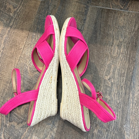 Talbots Lyndsay Crossover Espadrille Pink Wedge Sandals Size 10 - Picture 5 of 9